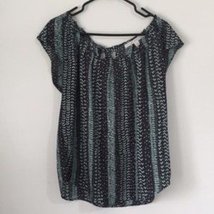LC Lauren Conrad Short Sleeved Green Gray Blouse